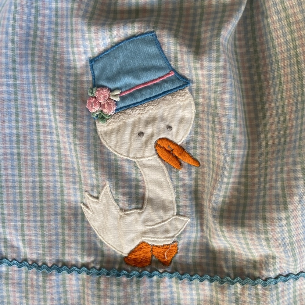 Vintage check dress with goose duck applique size 12 months 80s 90s - Picture 9 of 12